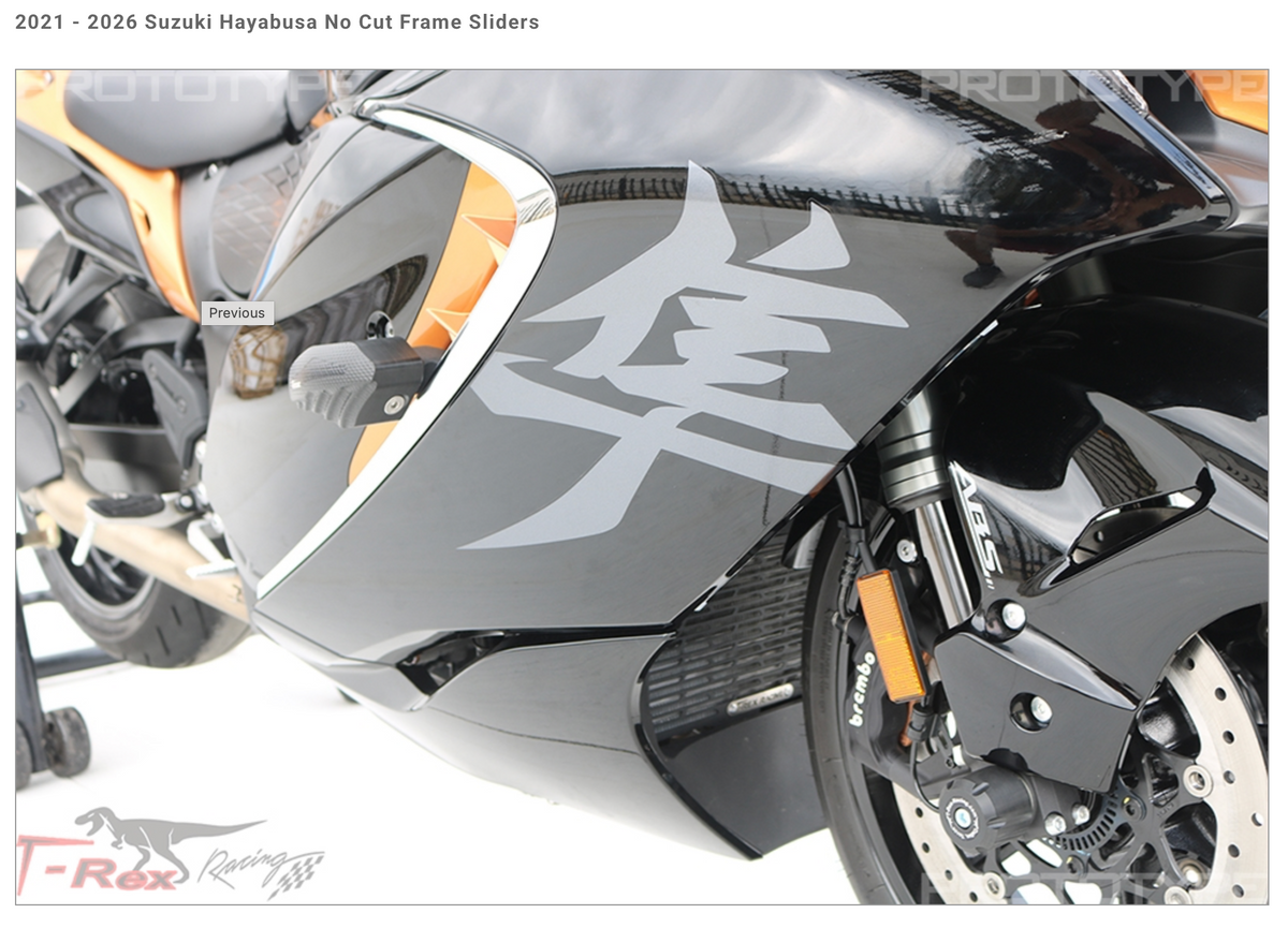 T-rex | Suzuki Hayabusa 2021 - 2026 No Cut Frame Sliders RED
