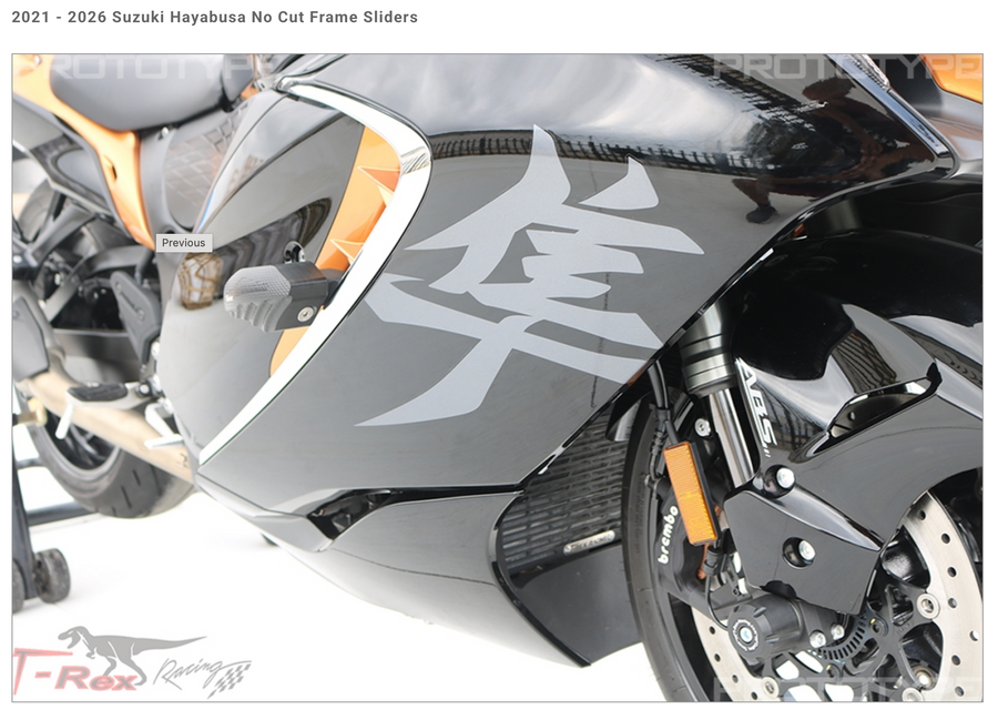 T-rex | Suzuki Hayabusa 2021 - 2026 No Cut Frame Sliders RED