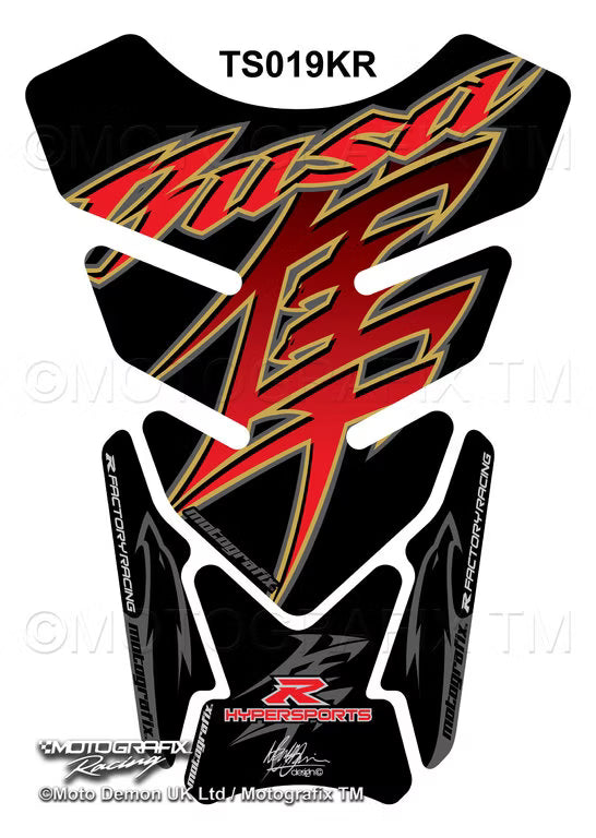 Motografix | Motografix Suzuki GSX1300R Hayabusa Black Red 3D Gel Tank Pad - Black / Red