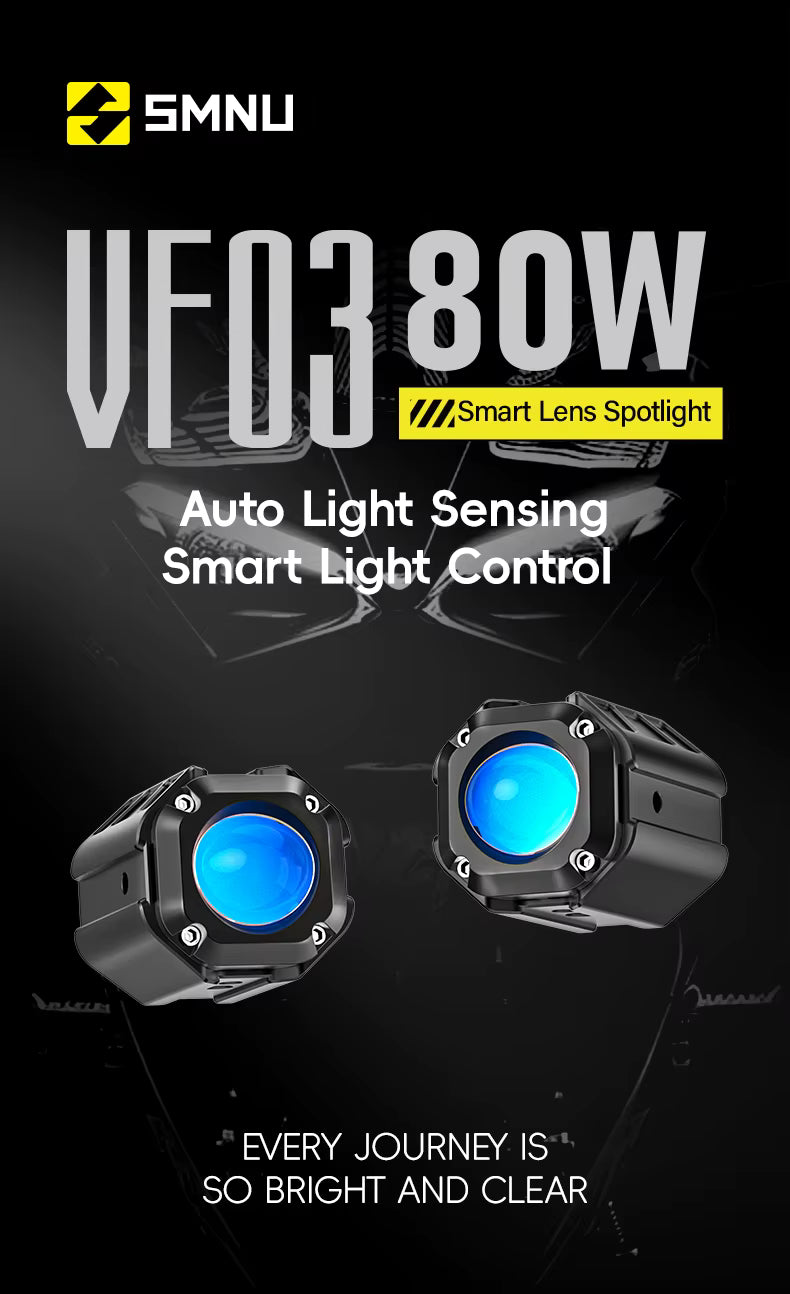 SMNU | SMNU Front Motorcycle Auxiliary LED Headlights Fog Lights IP67 Waterproof Long Range Dual Color High/Low Beam Spotlights 12-85V