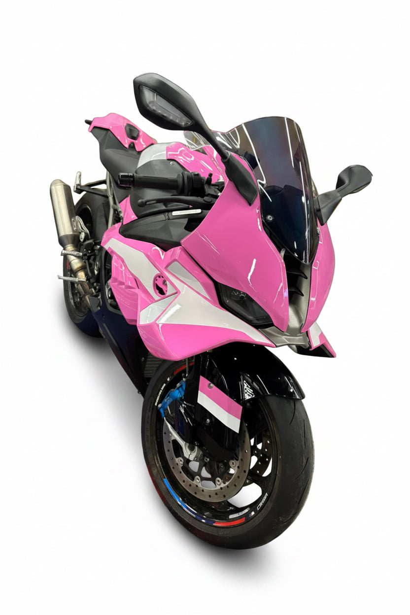 AXXON | BMW S1000RR (2023–2026) Custom Full Fairing Body Kit – Vibrant Gloss Pink & White Edition