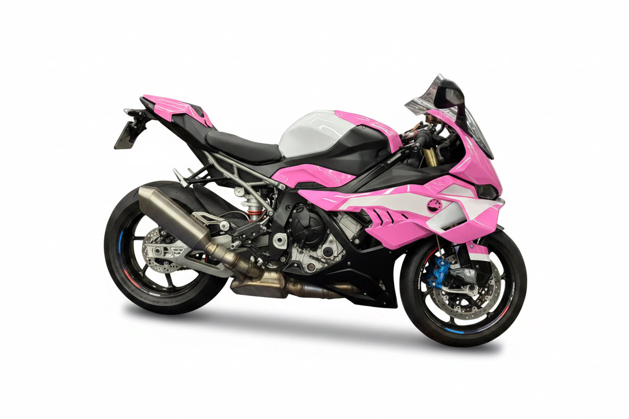 AXXON | BMW S1000RR (2023–2026) Custom Full Fairing Body Kit – Vibrant Gloss Pink & White Edition