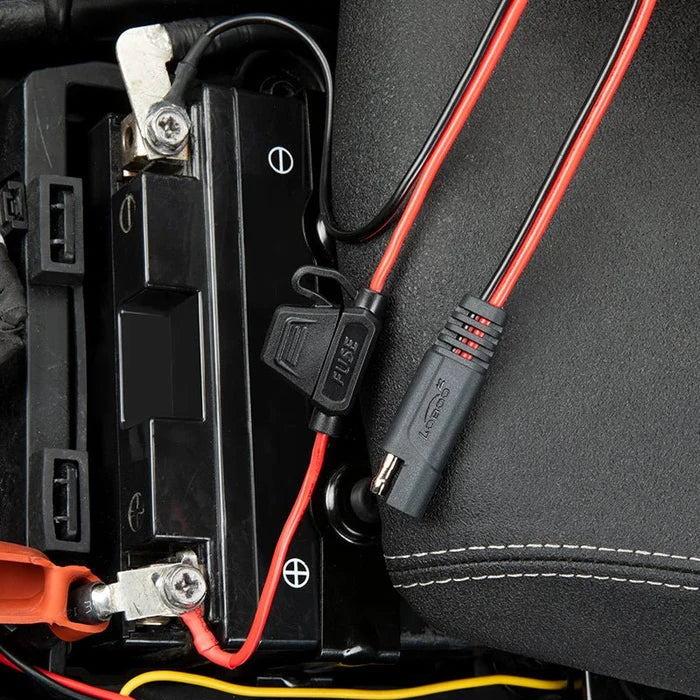 LOBOO CSAE-19 SAE Quick-Connection Cable - 18AWG Fused Battery Lead for Motorcycle Chargers, Tenders & Air Pumps - IPX5 Waterproof - 20"/47" Length