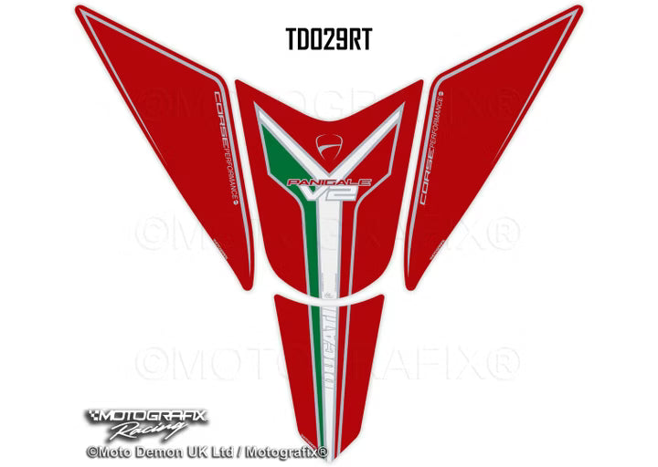 Motografix | Motografix Ducati Panigale V2 955 2020–2022 3D Gel Tank Pad - RED