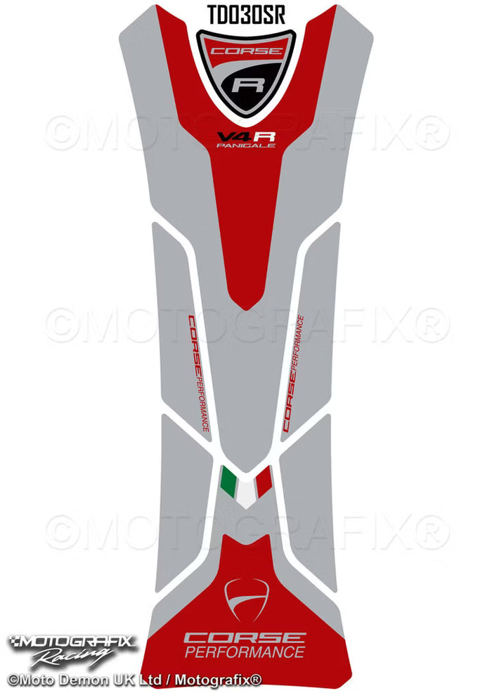 Motografix | Motografix Ducati Panigale V4 R 2019–2022 3D Gel Tank Pad - Metallic Silver