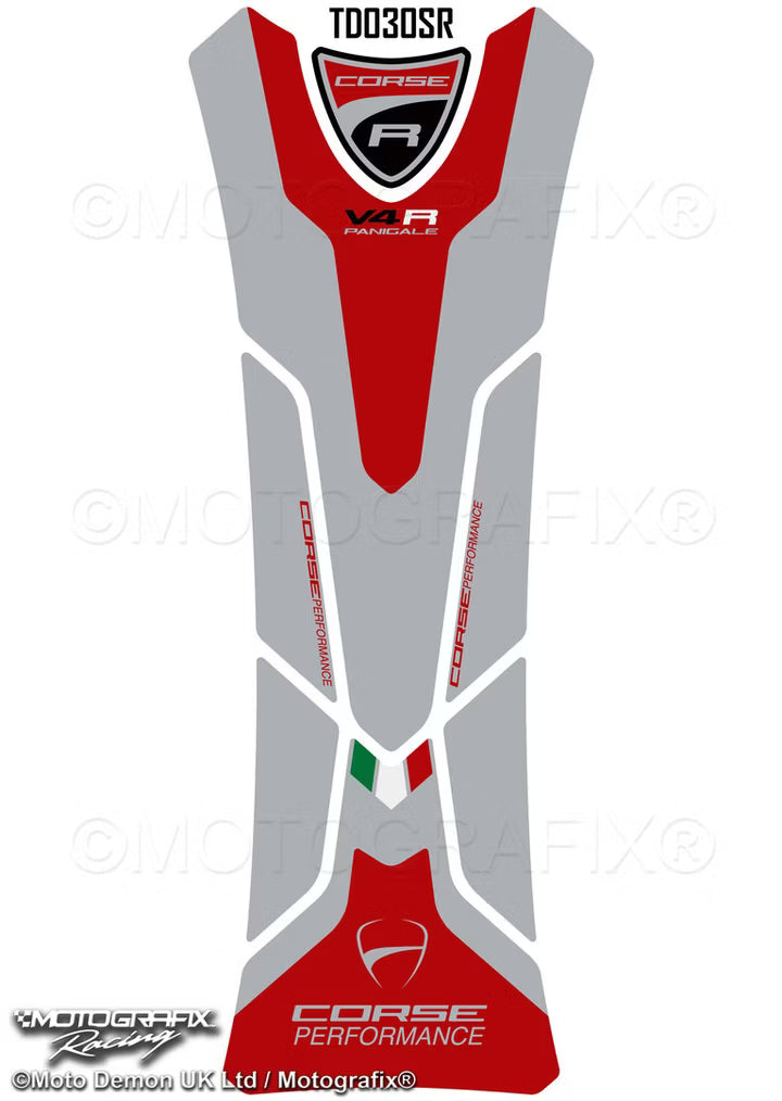 Motografix | Motografix Ducati Panigale V4 R 2019–2022 3D Gel Tank Pad - Metallic Silver