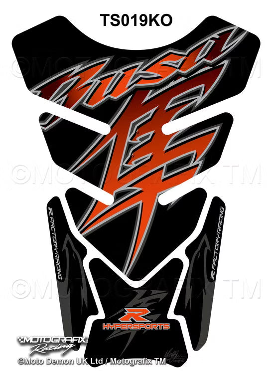 Motografix | Motografix Suzuki GSX1300R Hayabusa 3D Gel Tank Pad -  Black/Orange