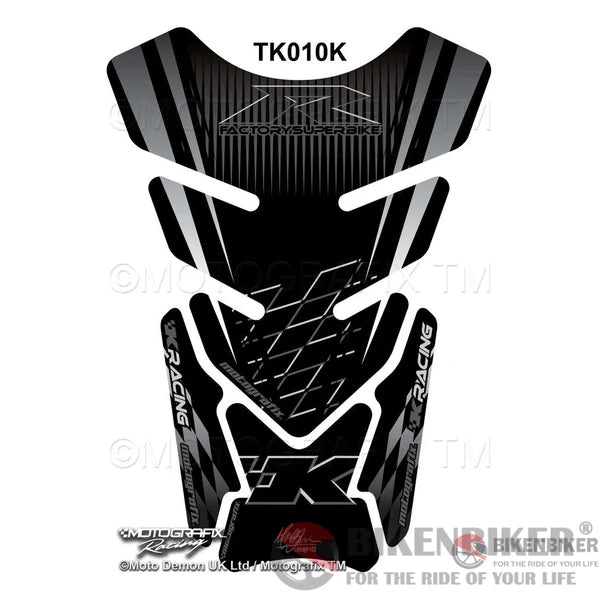 Kawasaki ZX6R / ZX10R Black Motorcycle Tank Pad Protector Motografix 3D Gel TK010K-Motografix