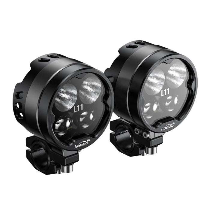 L11 Motorcycle Auxiliary Lights – 15000LM High/Low Beam with 3 Warning Modes, IP68 Waterproof, Intelligent Temp Control (Pair)