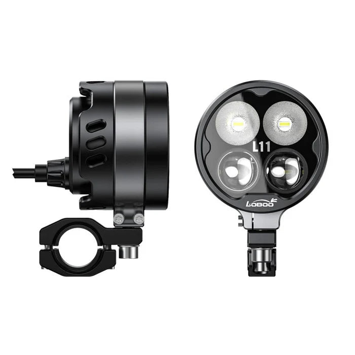 L11 Motorcycle Auxiliary Lights – 15000LM High/Low Beam with 3 Warning Modes, IP68 Waterproof, Intelligent Temp Control (Pair)