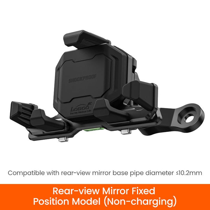 LOBOO | PH06  Phone Holder  Rear-View Mirror Fixed Position Model With Non Charging Module   Anti-Vibration Phone Mount - Magnetic Damping  Aluminum Motorcycle Holder (Fits 4.7"-7.2" Phones)