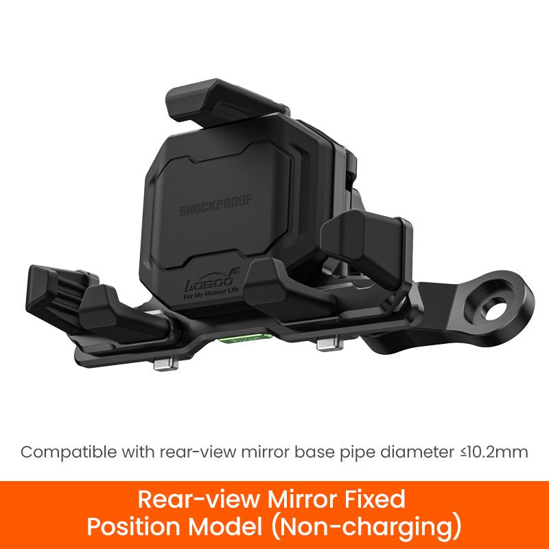 LOBOO | PH06  Phone Holder  Rear-View Mirror Fixed Position Model With Non Charging Module   Anti-Vibration Phone Mount - Magnetic Damping  Aluminum Motorcycle Holder (Fits 4.7"-7.2" Phones)