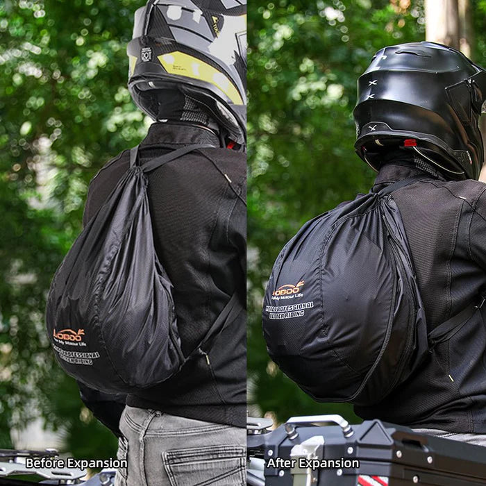 LOBOO Portable Helmet Storage Bag (BHB01BK) | Foldable Nylon Backpack for Motorcycle Helmets