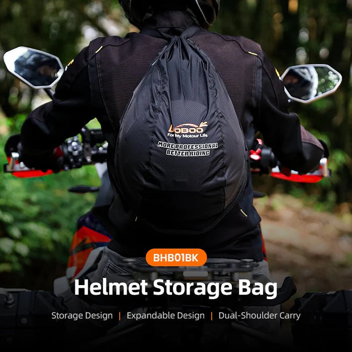 LOBOO Portable Helmet Storage Bag (BHB01BK) | Foldable Nylon Backpack for Motorcycle Helmets