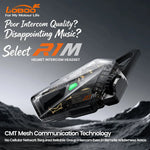 LOBOO R1M Motorcycle Intercom Helmet Headset – 24-Rider Bluetooth Mesh, 60H, IP67