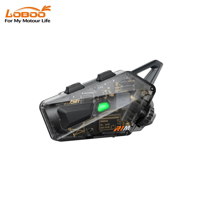 LOBOO R1M Motorcycle Intercom Helmet Headset – 24-Rider Bluetooth Mesh, 60H, IP67