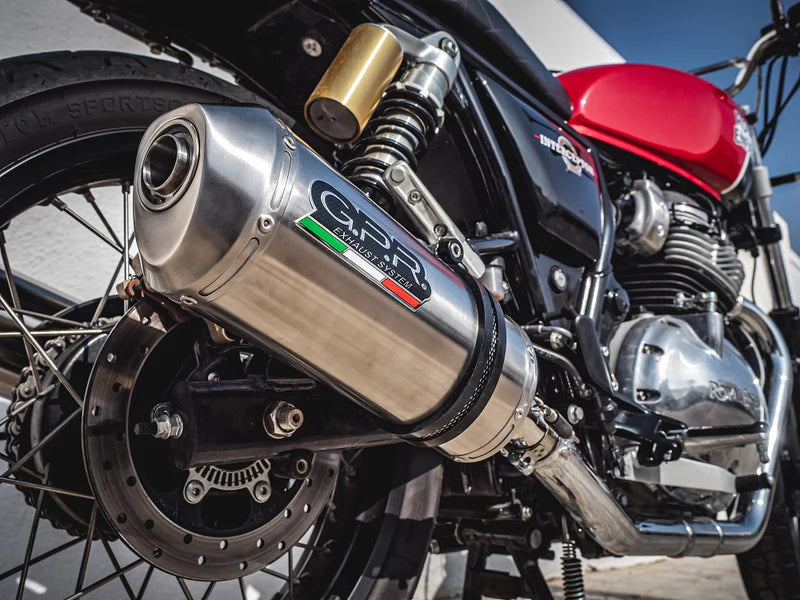 ROY.11.IN.SAT | G.P.R EXHAUST | ROYAL ENFIELD INTERCEPTOR 650 2021-2024, SATINOX, DUAL HOMOLOGATED LEGAL SLIP-ON EXHAUST INCLUDING REMOVABLE DB KILLERS, LINK PIPES AND CATALYSTS