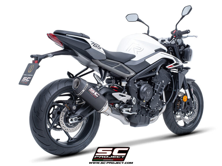 SC Project SC1-S Carbon exhaust 3-1 stainless steel full system for Street Triple 765 RS (2024-2025)