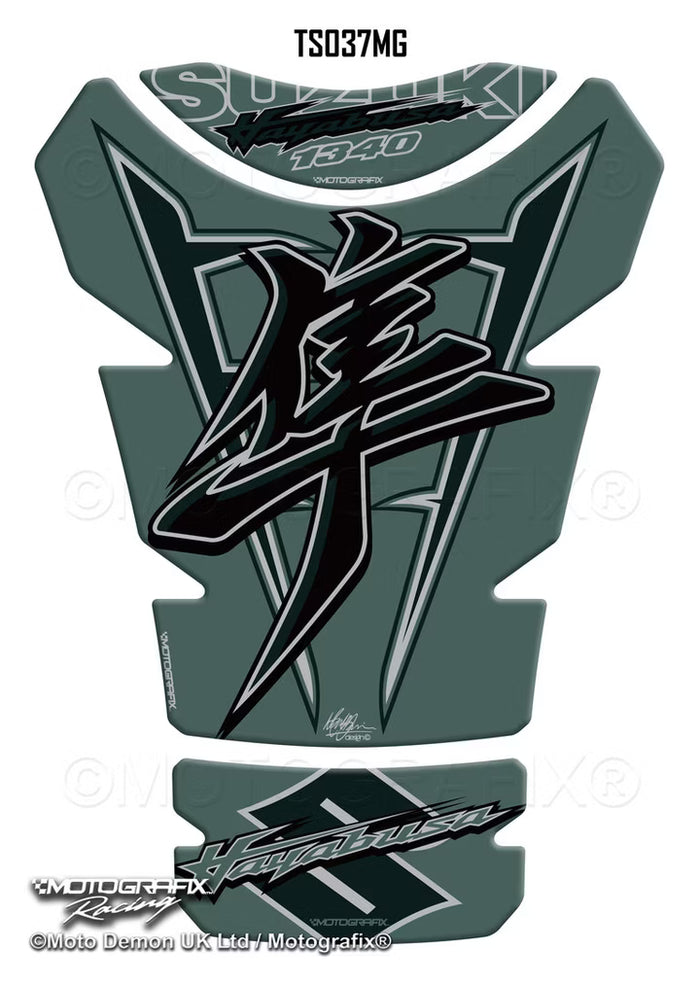 Motografix | Motografix Suzuki Hayabusa 1340 2021–2025 3D Gel Tank Pad - Green/ Black