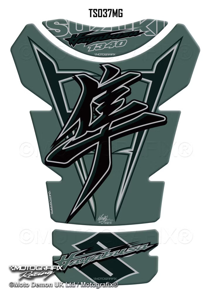 Motografix | Motografix Suzuki Hayabusa 1340 2021–2025 3D Gel Tank Pad - Green/ Black