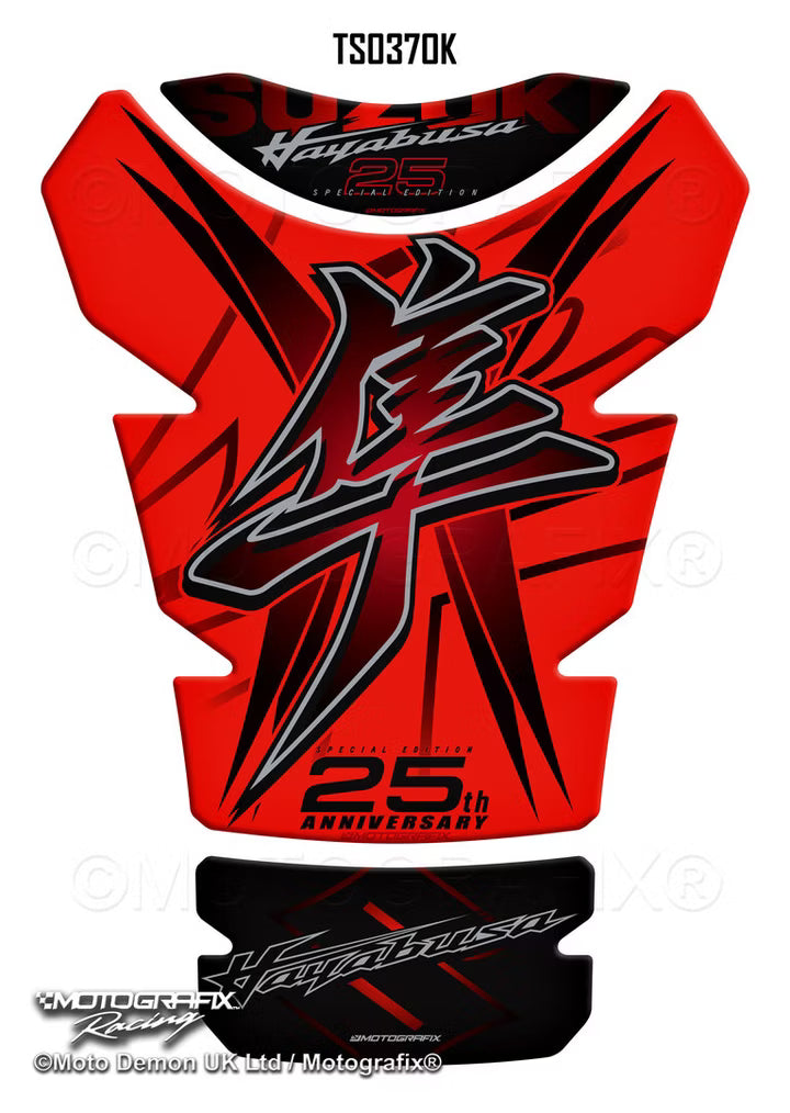 Motografix |Motografix Suzuki Hayabusa 1340 2021–2025 3D Gel Tank Pad - Orange / Black