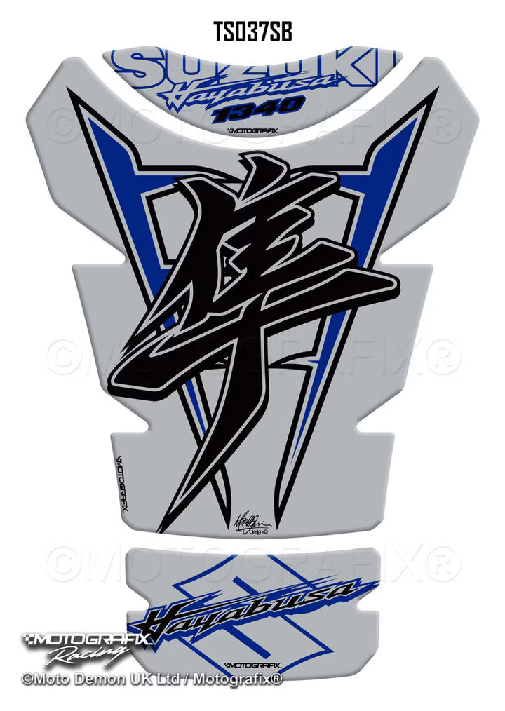 Motografix | Motografix Suzuki Hayabusa 1340 2021–2025 3D Gel Tank Pad - BLUE / BLACK