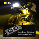SMNU | SMNU Front Motorcycle Auxiliary LED Headlights Fog Lights IP67 Waterproof Long Range Dual Color High/Low Beam Spotlights 12-85V