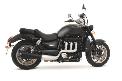 TRIUMPH ROCKET III ROADSTER - REMUS SLIP ON WITH ALUMINIUM BLACK END CAPS2