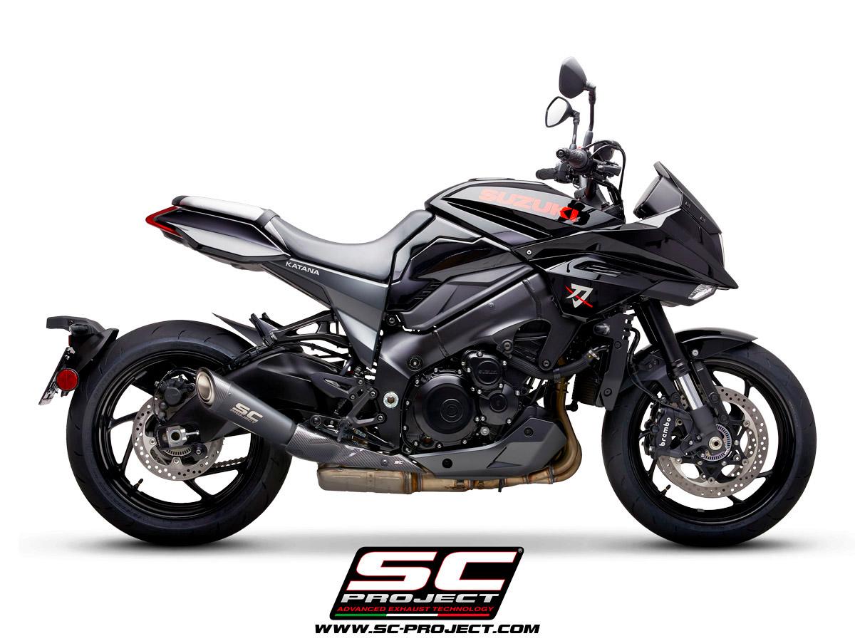 SUZUKI KATANA (2019 – 2020) S1 Muffler, with Carbon fiber end cap stainless steel matt black painted