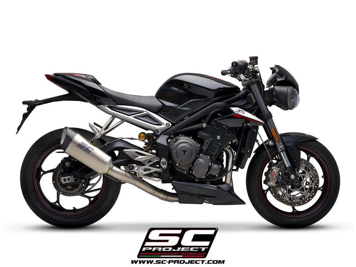 TRIUMPH STREET TRIPLE 765 (2017 – 2019) – S – R – RS Full Exhaust System 3-1 with Titanium SC1-R Muffler, high position