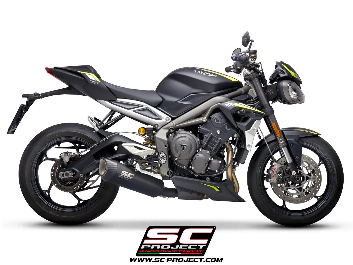 SC Project SC1-R Matt Black Slip On Exhaust For Triumph Street Triple 765 S/R/RS (20-22)