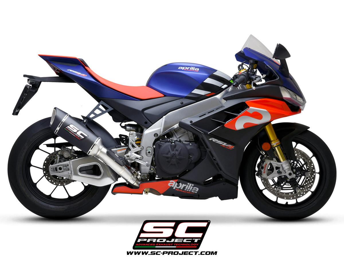 APRILIA RSV4 (2021 – 2023) – FACTORY SC1-R Carbon fiber Muffler (250mm), with titanium exhaust valve