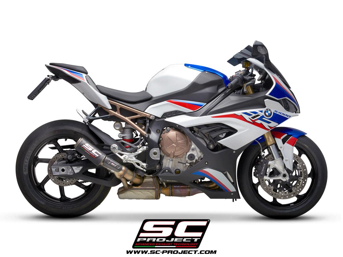 BMW S 1000 RR (2019 – 2020) – EURO 4 CR-T Carbon Fiber Muffler, with Titanium mesh on exit muffler – Racing