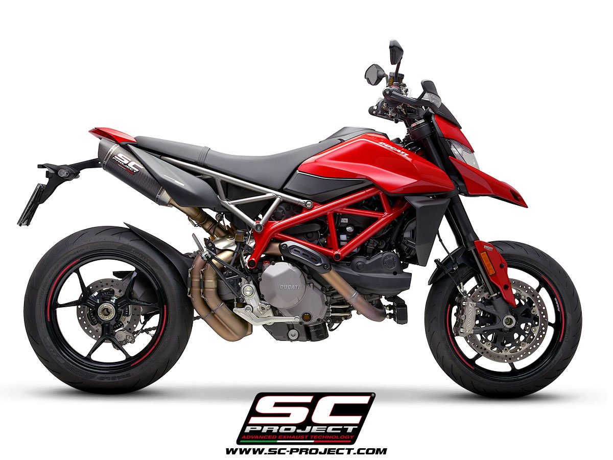 SC Project Performance Exhaust for Ducati Hypermotard 950 - RVE - SP (2021-2025) Pair of SC1-M Mufflers, Carbon fiber, with Carbon fiber end cap