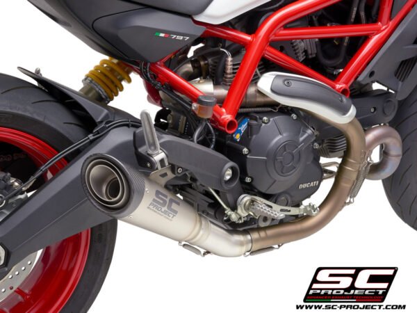 SC Project Performance Exhaust for Ducati Monster 797 (2017-2020) S1 Muffler, Titanium, with Carbon fiber end cap