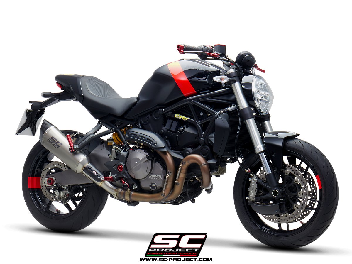 SC Project Performance Exhaust for Ducati Monster 821 (2018-2021) SC1-R Muffler, titanium, with carbon fiber end cap - Image 3