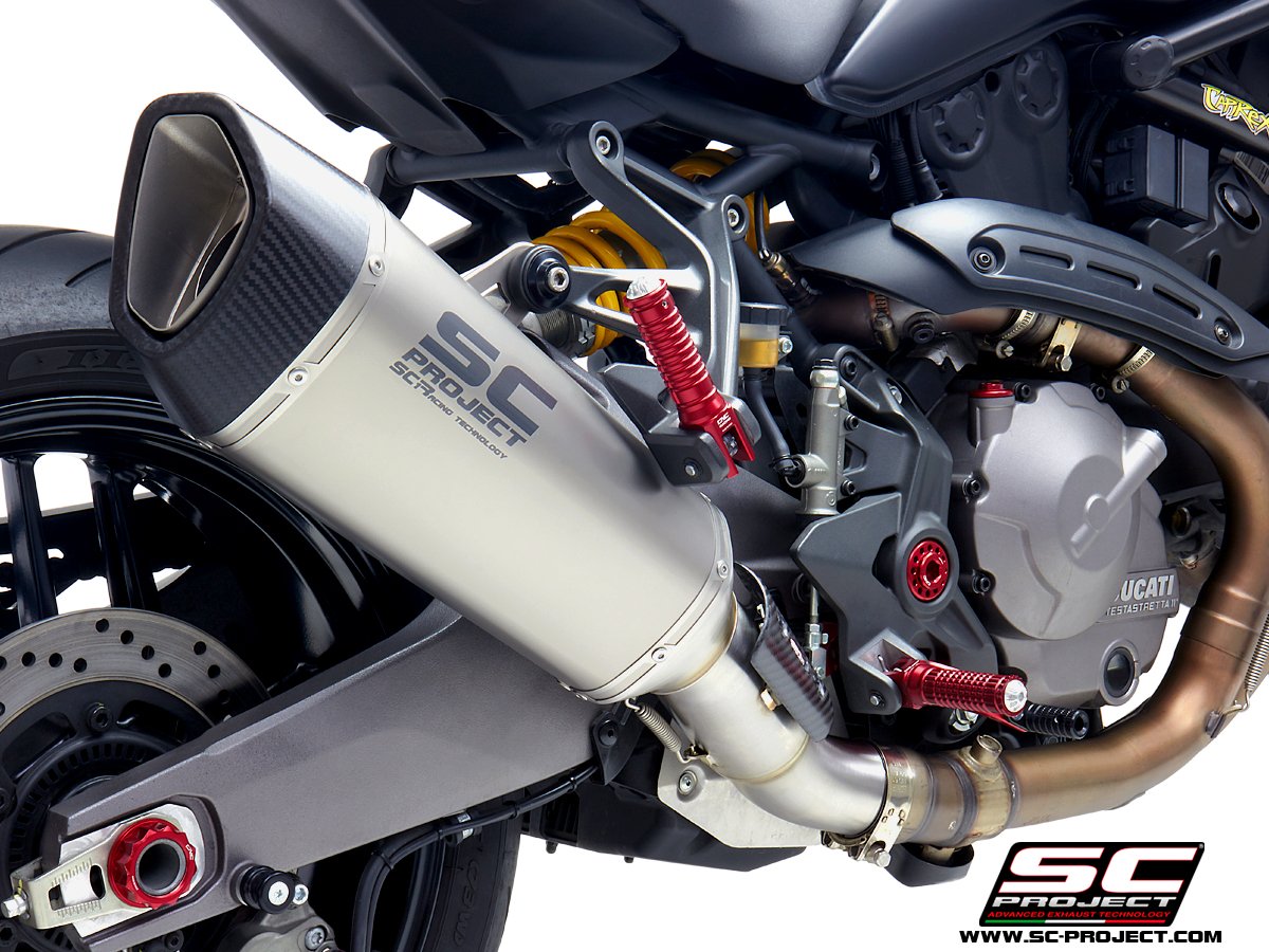 SC Project Performance Exhaust for Ducati Monster 821 (2018-2021) SC1-R Muffler, titanium, with carbon fiber end cap