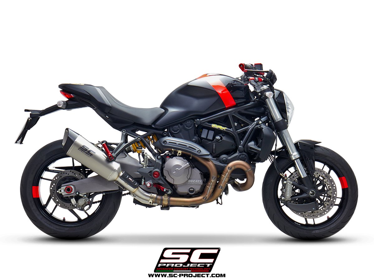 SC Project Performance Exhaust for Ducati Monster 821 (2018-2021) SC1-R Muffler, titanium, with carbon fiber end cap - Image 2