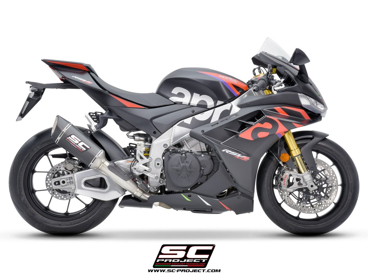SC Project Performance Exhaust for Aprilia RSV4 (2021-2022) Exhuast SC1-R Muffler (250mm), carbon fiber, with carbon fiber end cap - Image 2