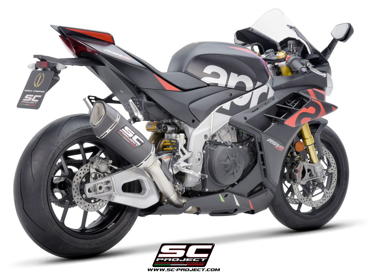 SC Project Performance Exhaust for Aprilia RSV4 (2021-2022) Exhuast SC1-R Muffler (250mm), carbon fiber, with carbon fiber end cap