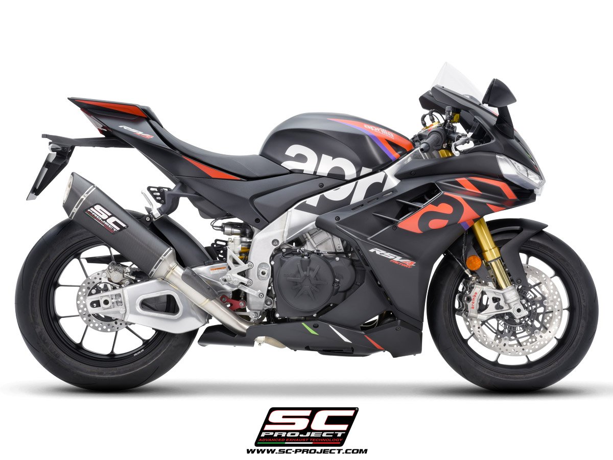 SC Project Performance Exhaust for Aprilia RSV4 (2021-2022) Exhuast SC1-R Muffler (350mm), carbon fiber, with carbon fiber end cap