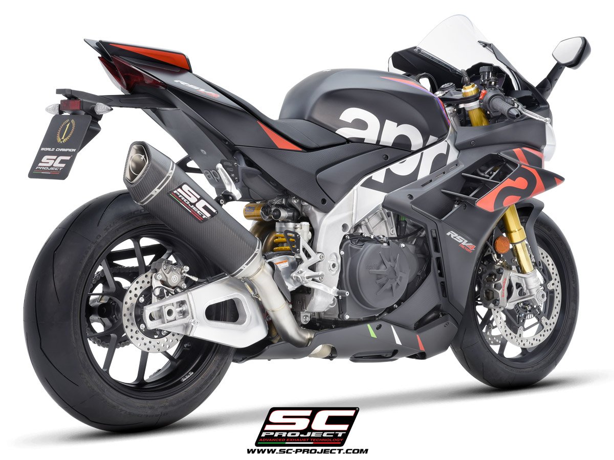 SC Project Performance Exhaust for Aprilia RSV4 (2021-2022) Exhuast SC1-R Muffler (350mm), carbon fiber, with carbon fiber end cap - Image 2