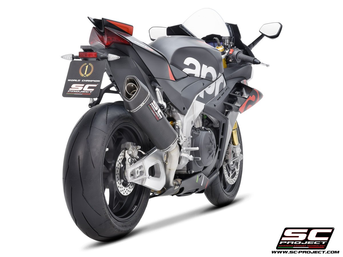 SC Project Performance Exhaust for Aprilia RSV4 (2021-2022) Exhuast SC1-R Muffler (350mm), carbon fiber, with carbon fiber end cap - Image 4