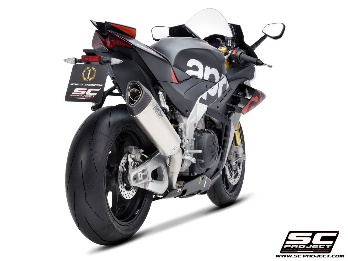 SC Project Performance Exhaust for Aprila RSV4 (2021-2022) Exhuast SC1-R Muffler (350mm), titanium, with carbon fiber end cap - Image 3