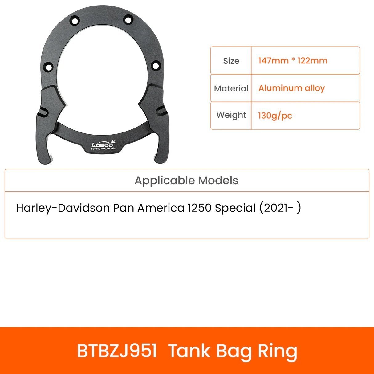 BTBZJ951 | Harley DAVIDSON | Pan America 1250 special | 2021 - 2025 | Loboo | Tank Bag Ring