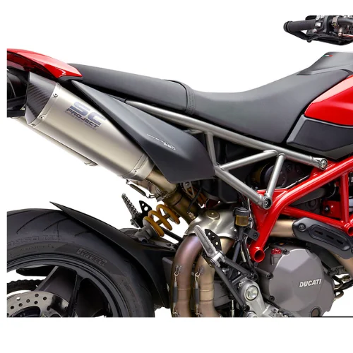 SC Project Performance Exhaust for Ducati Hypermotard 950/ SP (2019-2021) Pair of SC1-M Mufflers, titanium, with carbon fiber end cap