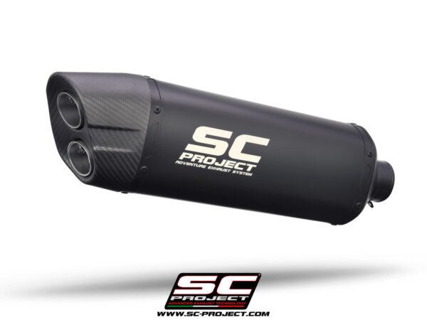 SC Project Performance Exhaust for Harley Davidson Pan America 1250 (2020-2022) Adventure Muffler, matt-black ceramic painting, with carbon fiber end cap