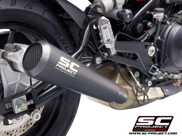 SC Project Performance Exhaust for Leoncino 500 Exhaust Conic 70'S Muffler, stainless Steel, matt black painted