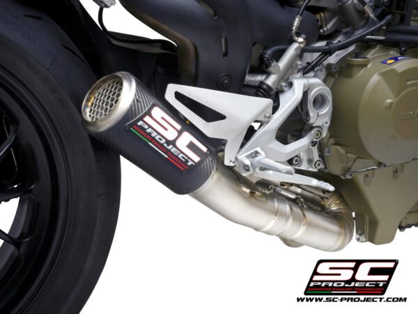 SC Project CR-T M2 Exhaust for Ducati Streetfighter V4 (2020), Carbon Fibre, with Titanium end cap and De-Cat link