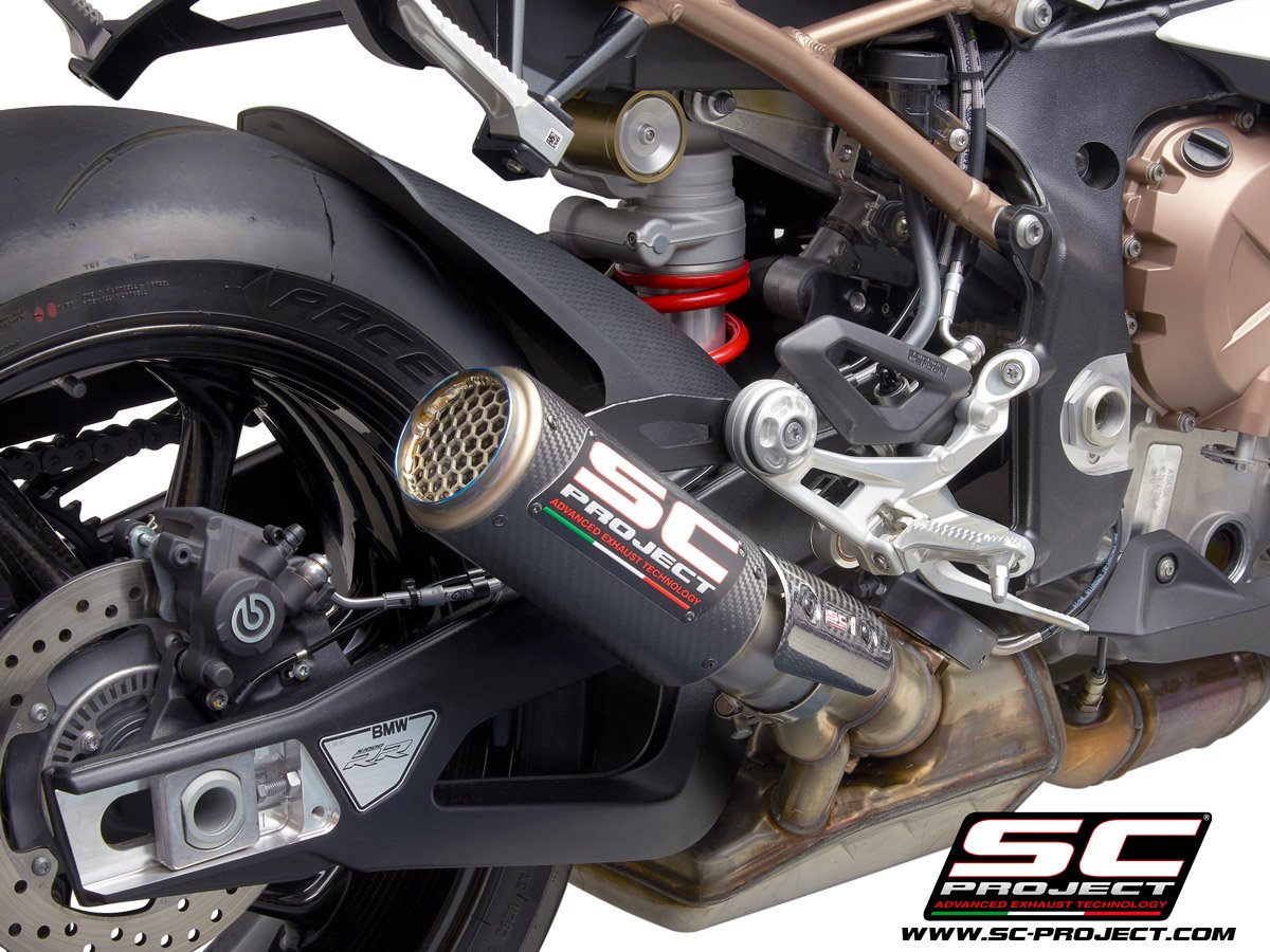 SC Project Performance Exhaust for S 1000RR (2019-2020) BS4 Exhaust CR-T Muffler, Carbon fiber, with Titanium mesh on exit muffler